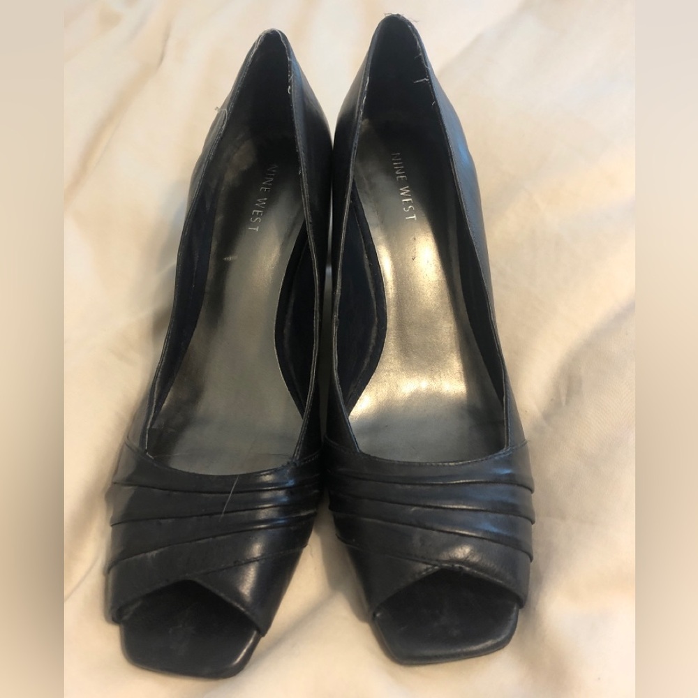 Nine West wedge shoes.  Dark blue.  Size 8 1/2